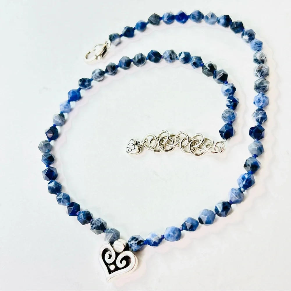 Brighton Lapis Lazuli Heart Necklace Blue Gemstone 15.5” + 2.5” Extender